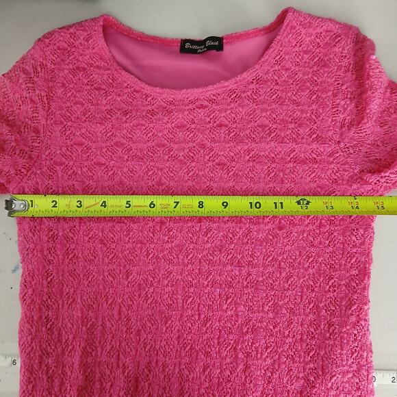 True Y2K Britney Black Pink Sheer Lace 3/4 Sleeve Top Petite SM Coquette Fairy - Picture 7 of 9